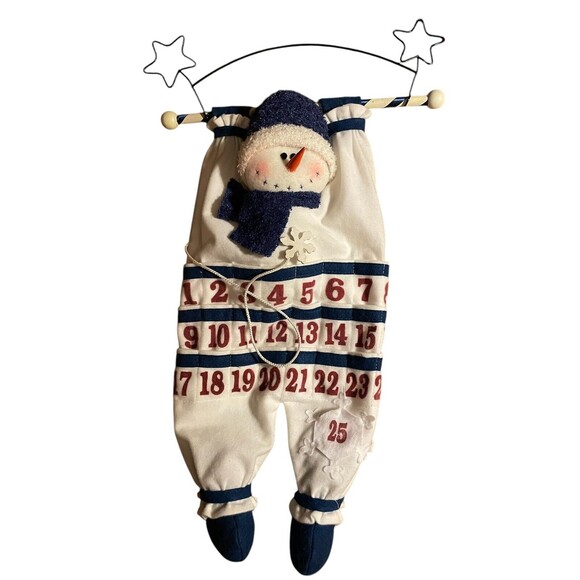 Santa’s Workbench Snowman Advent Calendar 26x16” Countdown To Christmas VTG - Picture 2 of 4